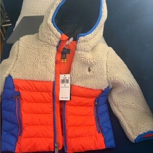 Polo Ralph Lauren Kids' Cream and Orange Sherpa Jacket
